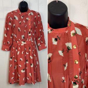 Lauren Moffat Anthropologie Poppy Field Dress 0 Fit & Flare Retro Military